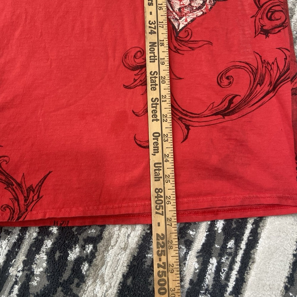 Vintage Affliction Black Y2K Georges St-Pierre Cross Red AOP Shirt Sz Large - Picture 4 of 6